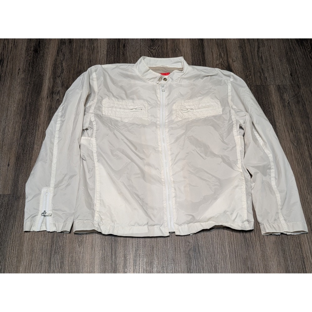 Emanuel Ungaro White Lightweight Full Zip Jacket Moto Style Mens Size M